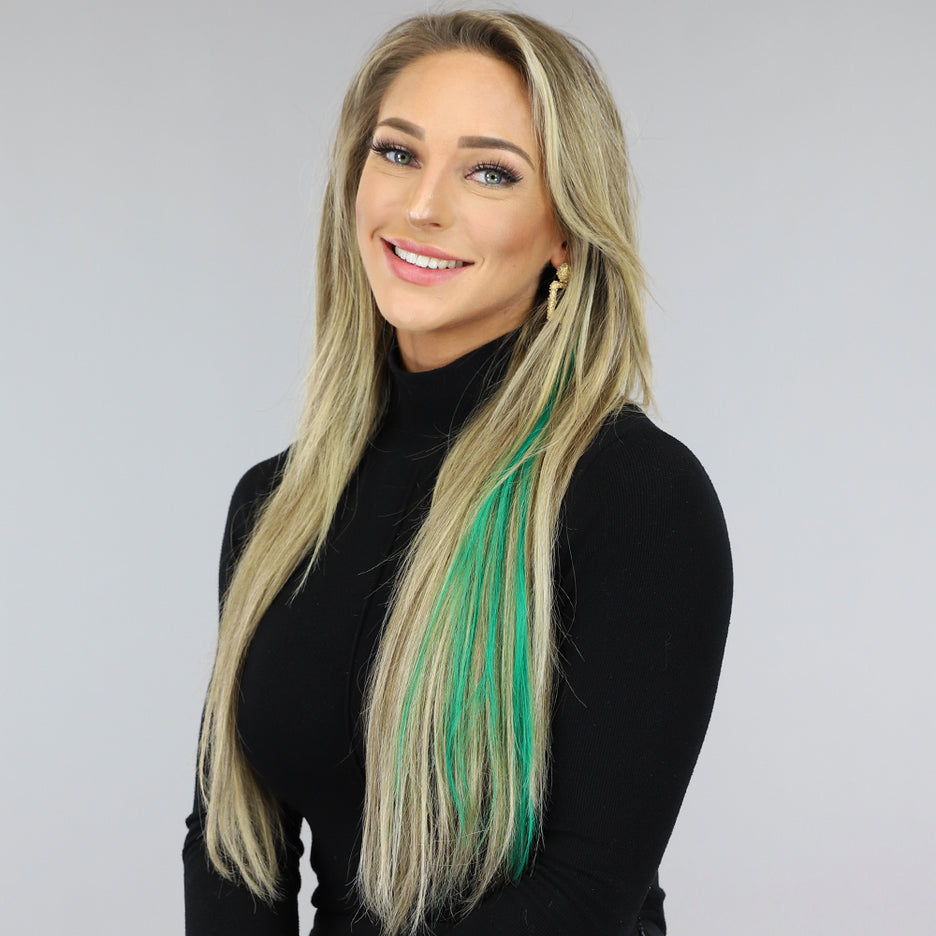 NEW0603 Clip in Haarextension Donkergroen