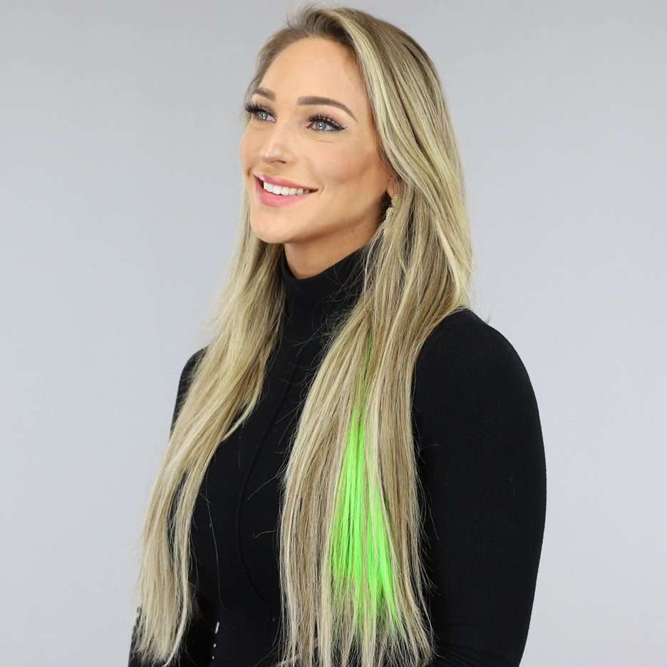 NEW0603 Clip in Haarextension Neon Groen