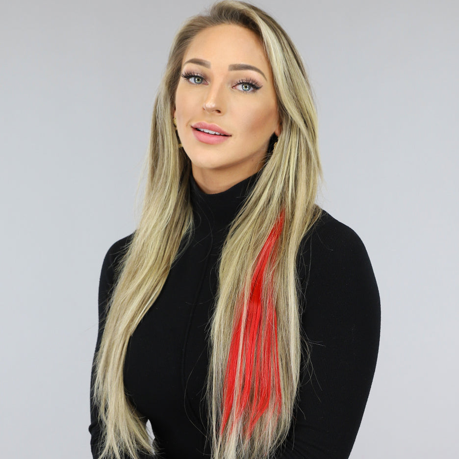 NEW0603 Clip in Haarextension Rood