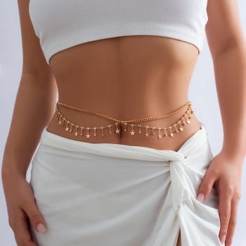 NEW0603 Gouden Bodychain met Sterretjes