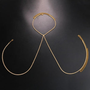 Gouden Strass Between Boob Ketting