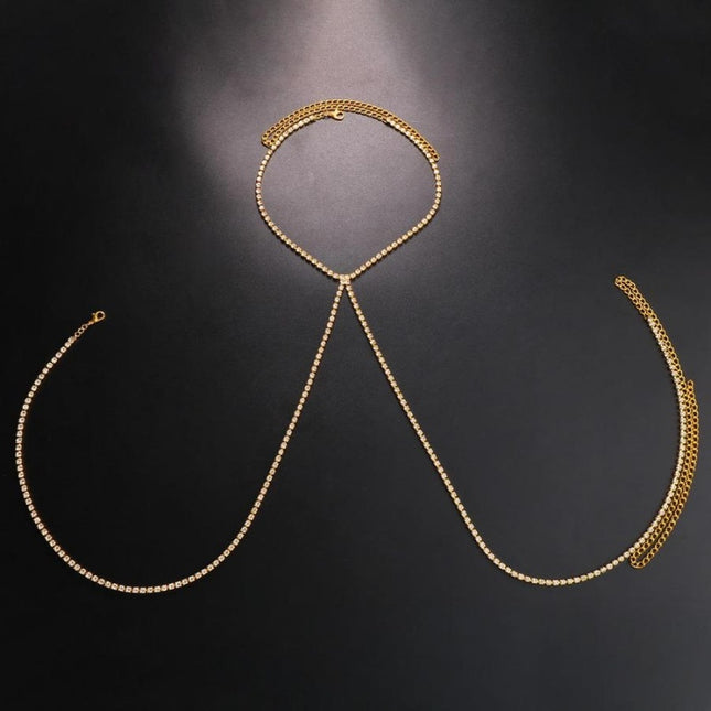 Gouden Strass Between Boob Ketting