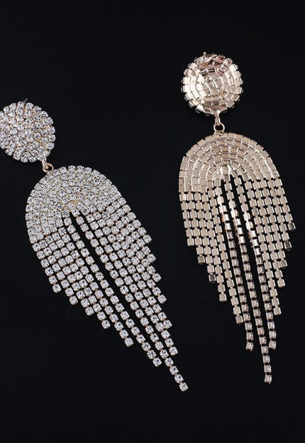 NEW0603 Goudkleurige Oorhangers met Strass