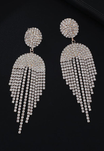 NEW0603 Goudkleurige Oorhangers met Strass