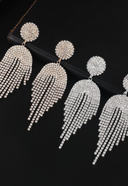 NEW0603 Goudkleurige Oorhangers met Strass