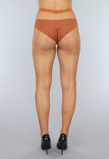 NEW0603 Medium Fishnet Netpanty in Camel