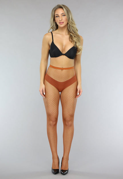 NEW0603 Medium Fishnet Netpanty in Camel