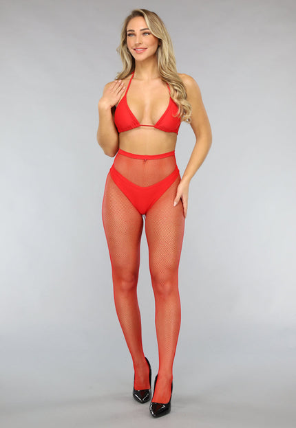 NEW0603 Rode Basic Panty met Kleine Fishnet
