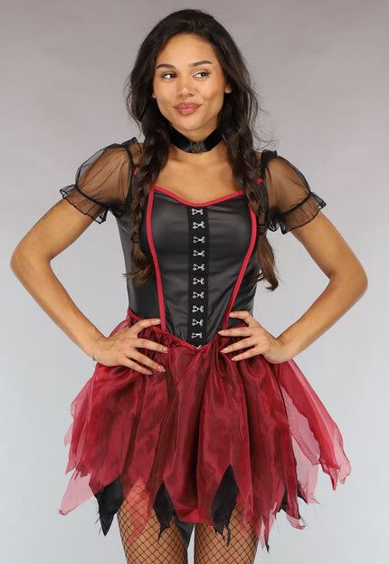 CARNA30 Roodkapje Kostuum met Kanten Cape