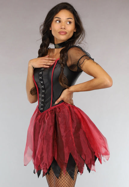 CARNA30 Roodkapje Kostuum met Kanten Cape