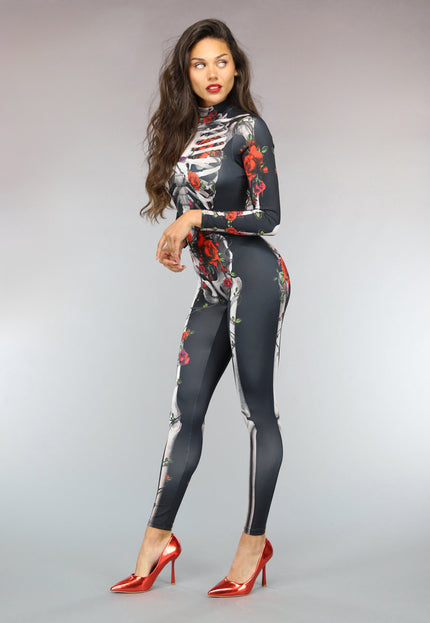 CARNA35 Skelet Jumpsuit met Rozen