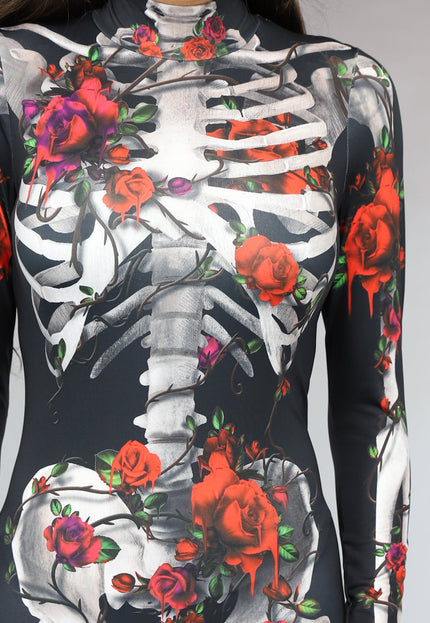 CARNA35 Skelet Jumpsuit met Rozen