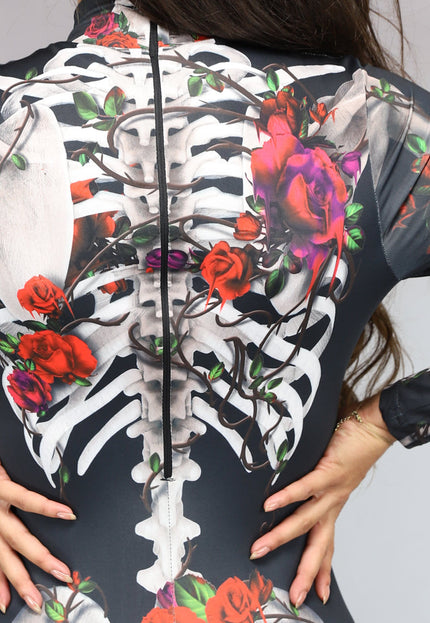 CARNA35 Skelet Jumpsuit met Rozen