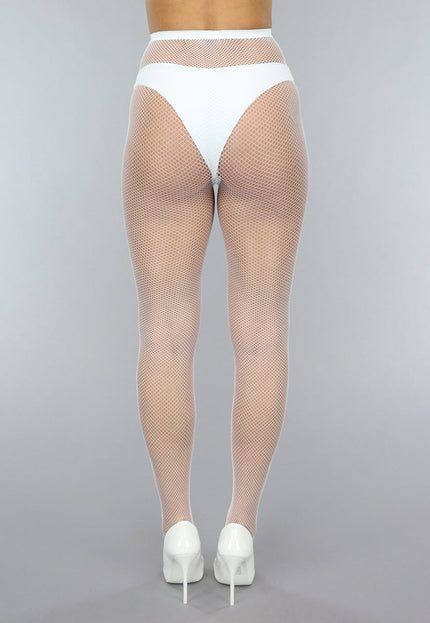 NEW0603 Witte Panty met Klein Fishnet Patroon
