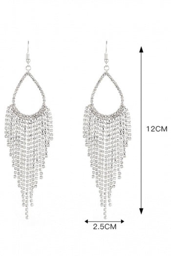 NEW0603 Zilveren Druppel Oorbellen met Strass