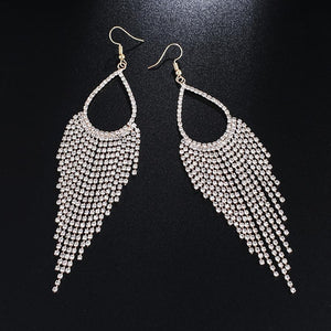 NEW0603 Zilveren Druppel Oorbellen met Strass