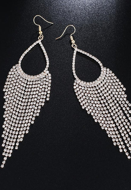 NEW0603 Zilveren Druppel Oorbellen met Strass