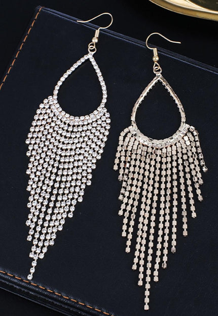 NEW0603 Zilveren Druppel Oorbellen met Strass