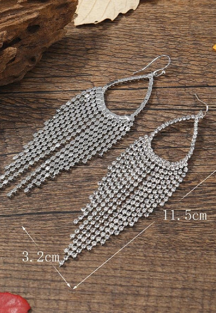NEW0603 Zilveren Fringe Druppel Oorbellen