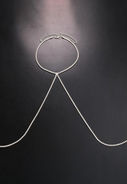 Zilveren Strass Between Boob Ketting