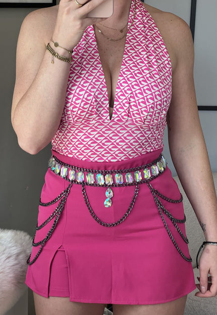 NEW0603 Zilveren Waist Chain met Strass Stenen