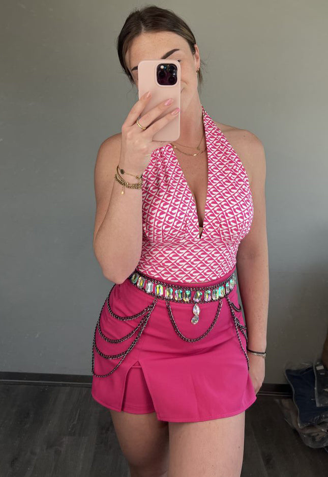 NEW0603 Zilveren Waist Chain met Strass Stenen