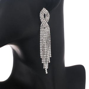 Zilverkleurige Oorbellen met Kwastjes van Strass