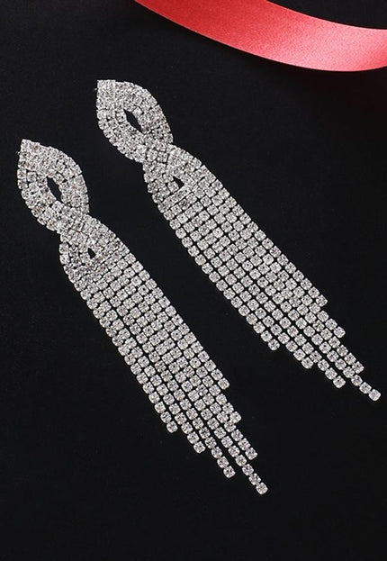 Zilverkleurige Oorbellen met Kwastjes van Strass