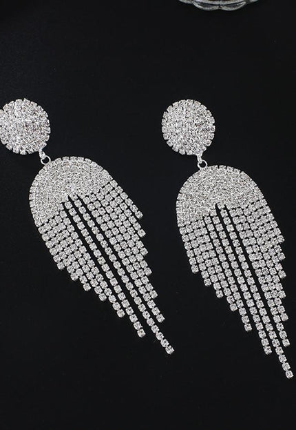 NEW0603 Zilverkleurige Oorhangers met Strass