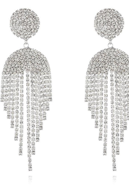 NEW0603 Zilverkleurige Oorhangers met Strass