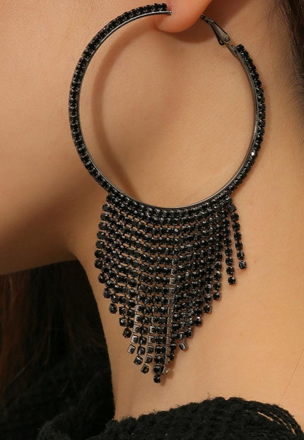 NEW0603 Zwarte Fringe Oorbellen