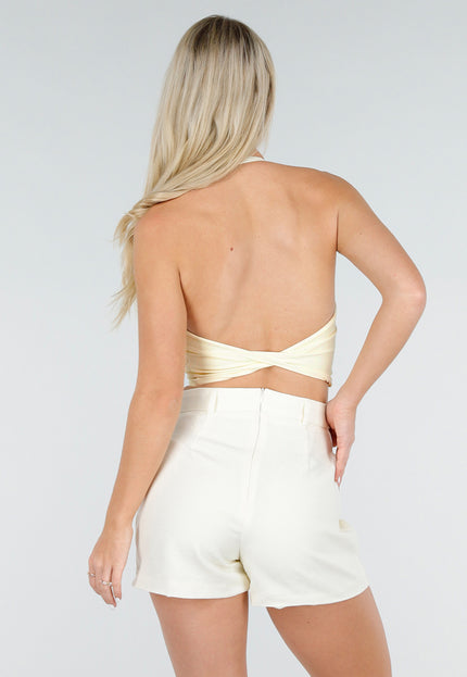 NEW060526 Butter Yellow Haltertop met Pads