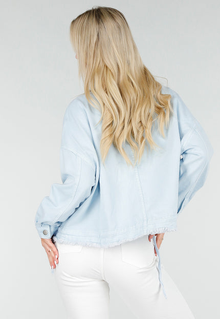NEW060526 Lichtblauwe Denim Jas met Klepzakken