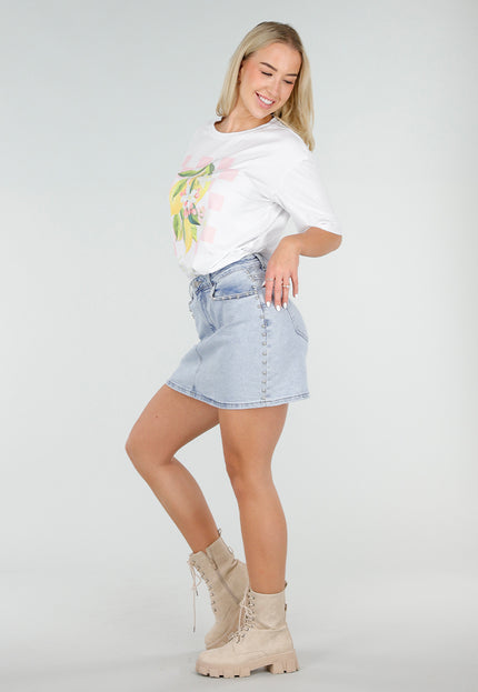 NEW060526 Lichtblauwe Denim Rok met Studs