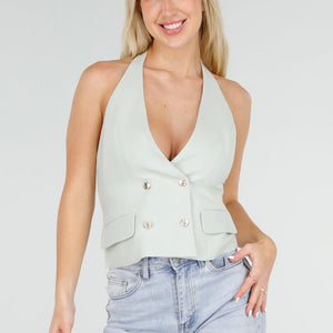 NEW060526 Mintgroene Halter Top met Open Rug