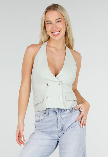 NEW060526 Mintgroene Halter Top met Open Rug