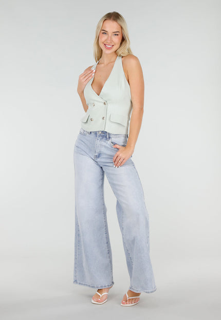 NEW060526 Mintgroene Halter Top met Open Rug