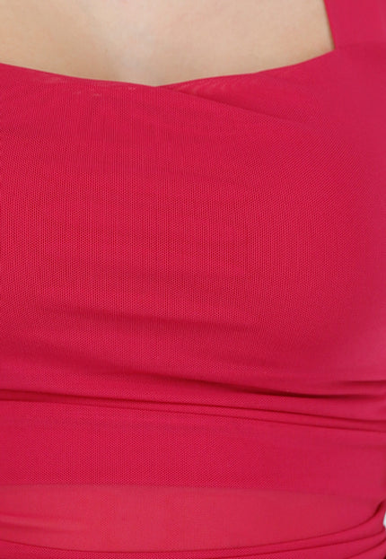 NEW060526 Roodroze Padded Mesh Halter Top