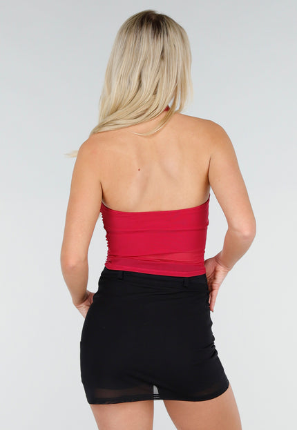 NEW060526 Roodroze Padded Mesh Halter Top