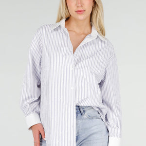 NEW060526 Wit Gestreepte Blouse met Glitters