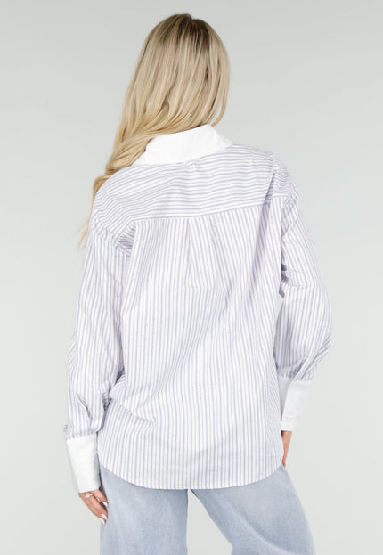 NEW060526 Wit Gestreepte Blouse met Glitters