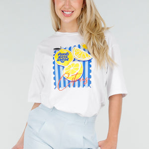 NEW060526 Wit Katoenen T-shirt met Citrus Print