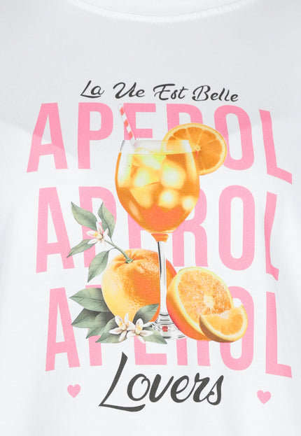NEW060526 Wit T-shirt met Aperol Print