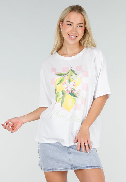 NEW060526 Wit T-shirt met Citroen Print