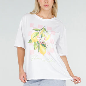 NEW060526 Wit T-shirt met Citroen Print