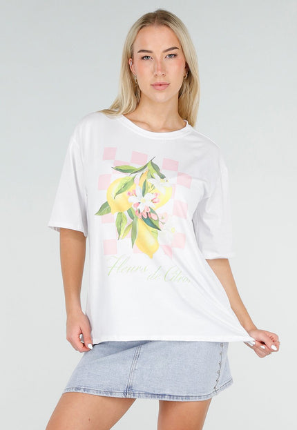 NEW060526 Wit T-shirt met Citroen Print