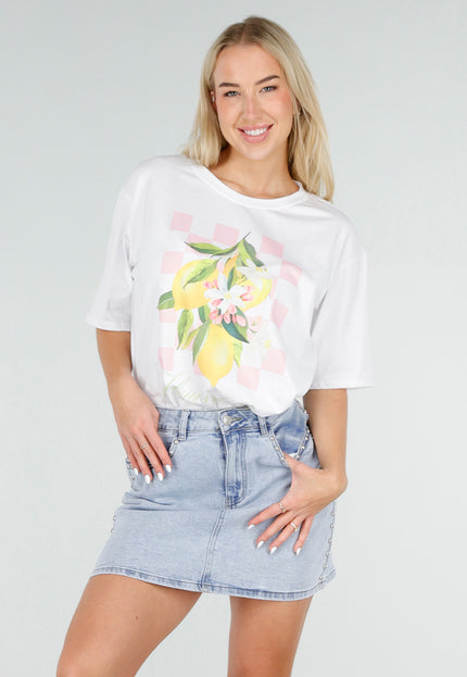 NEW060526 Wit T-shirt met Citroen Print