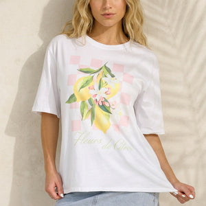 NEW060526 Wit T-shirt met Citroen Print