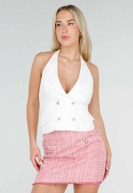 NEW060526 Witte Halter Top met Open Rug