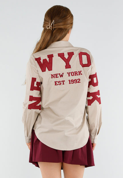 NEW060825 Beige Blouse met NY